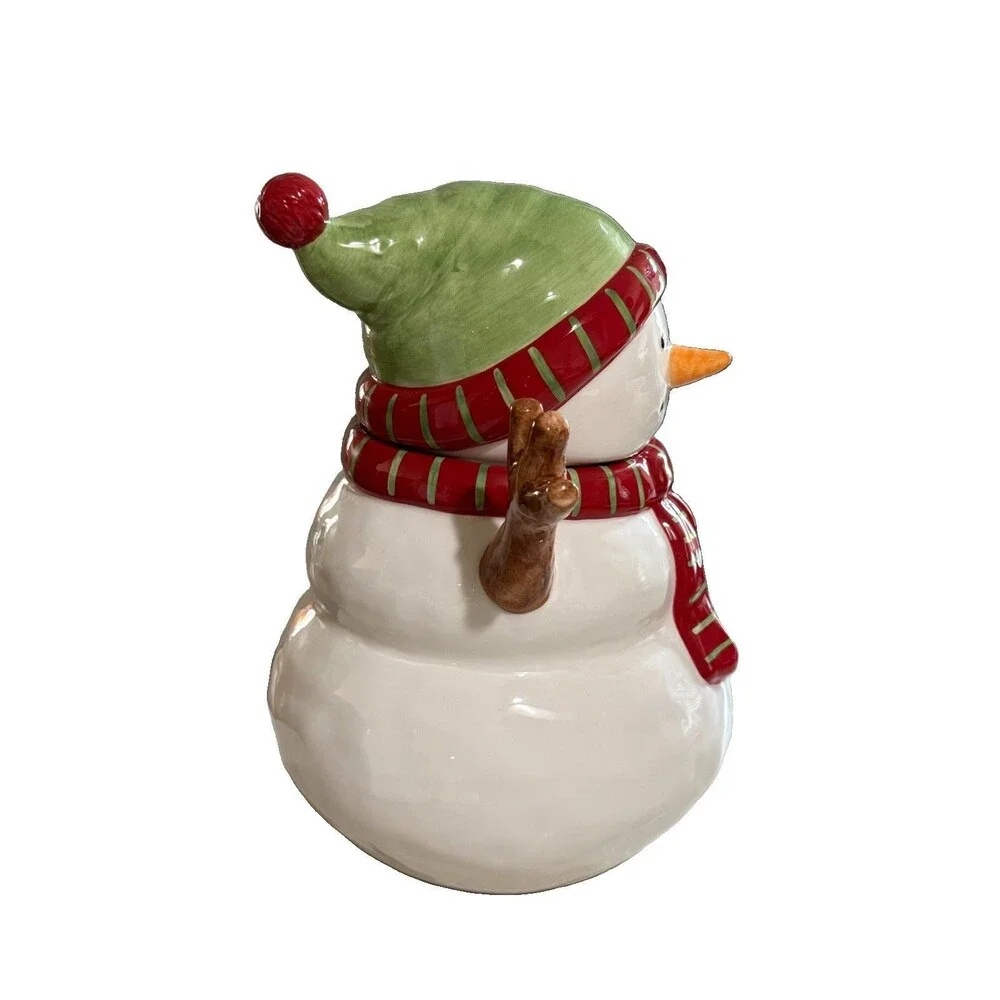 Large Pottery Barn Kids SnowmanCookie Jar Holiday Christmas Winter